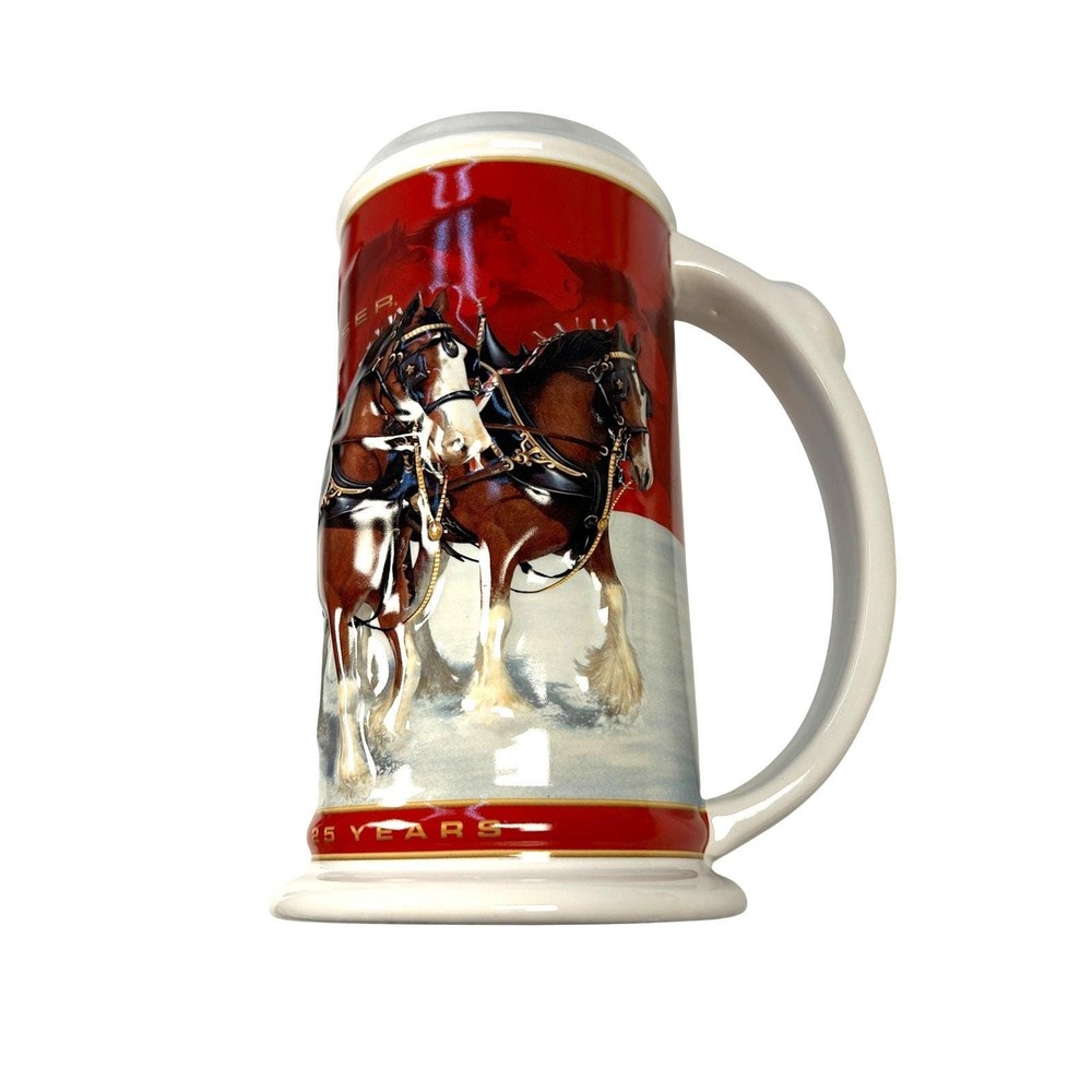 2004 Budweiser Holiday‎ Stein CS608 Clydesdales Beer Mug 25th Anniversary